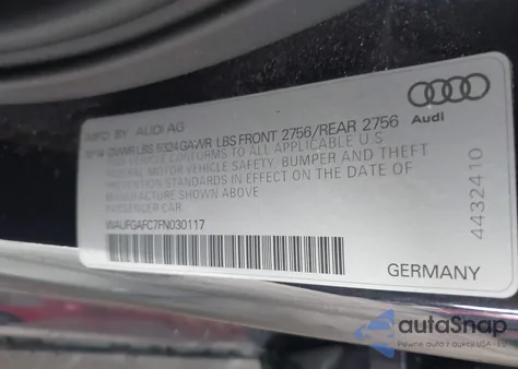 2015 Audi A6 3.0T Premium Plus из США, поврежденный, VIN WAUFGAFC7FN030117